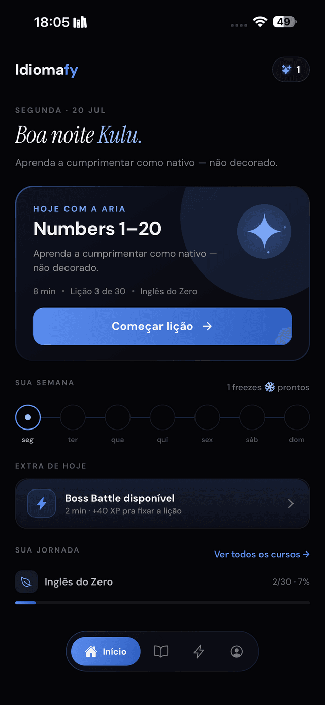 Sua lição do dia, pronta quando você abrir.